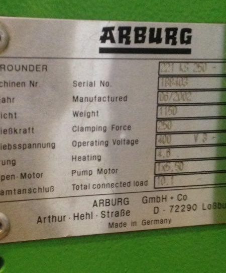 تزریق پلاستیک ۶۰۰ گرم (۲۵۰ تن) آربورگ